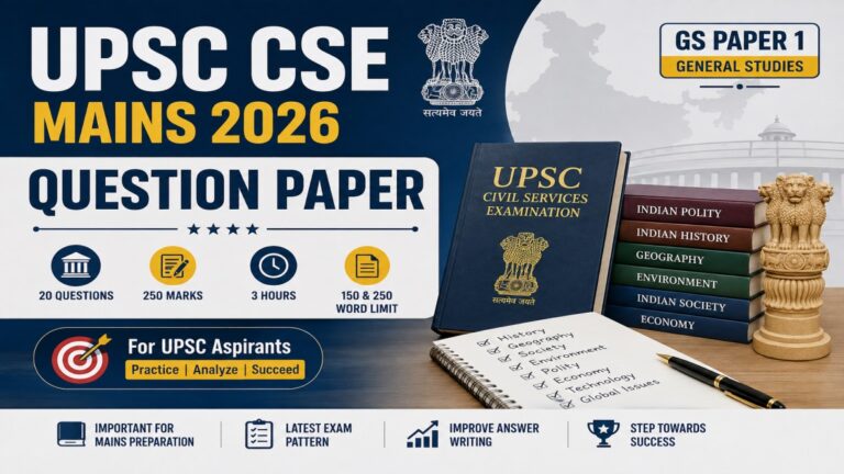 UPSC CSE Mains 2026 GS Paper 1 Question Paper