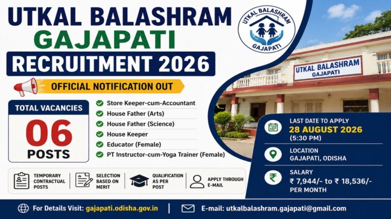 Utkal Balashram Gajapati Recruitment 2026