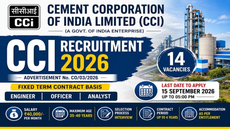 CCI Recruitment 2026 for 14 Engineer Officer and Analyst vacancies