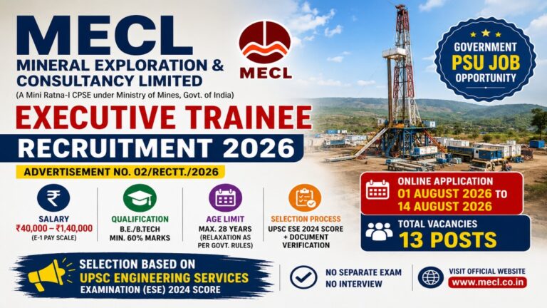 MECL Executive Trainee Recruitment 2026 Notification for 13 Executive Trainee Posts through UPSC ESE 2024