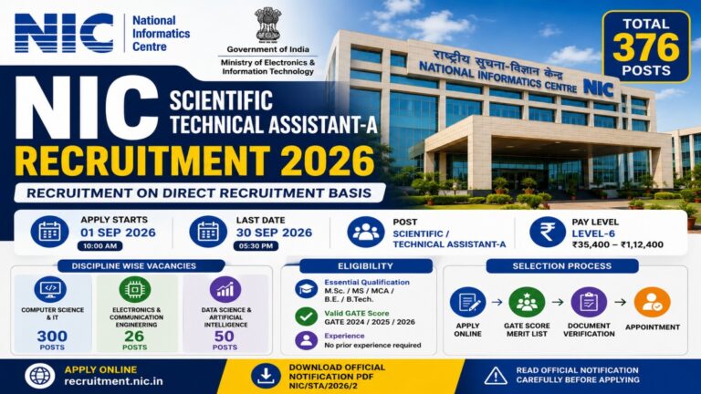 NIC Scientific Technical Assistant Recruitment 2026