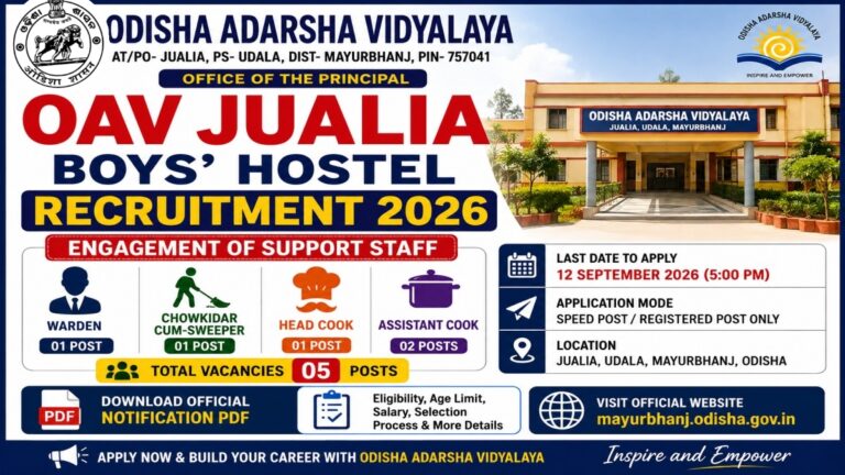 OAV Jualia Boys Hostel Recruitment 2026 Mayurbhanj