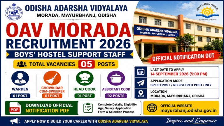 OAV Morada Recruitment 2026 Boys Hostel Support Staff