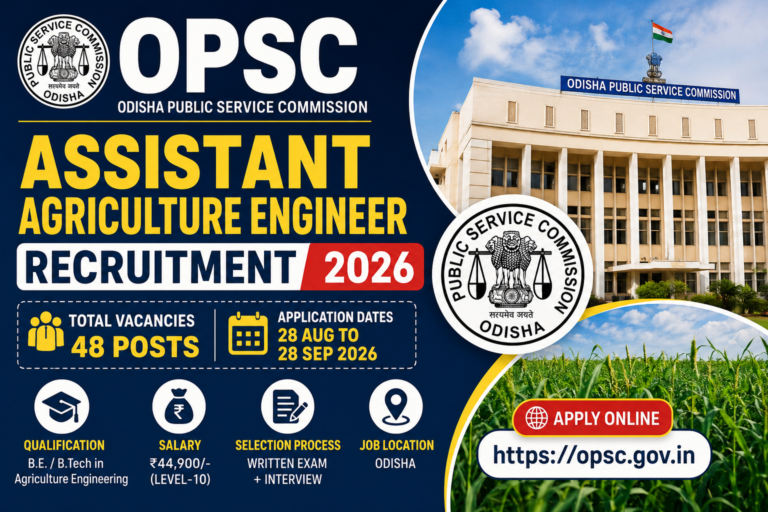 OPSC Assistant Agriculture Engineer Recruitment 2026 – 48 Vacancies