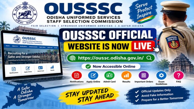 OUSSSC Official Website Link Live for Odisha Police and Uniformed Services Recruitment
