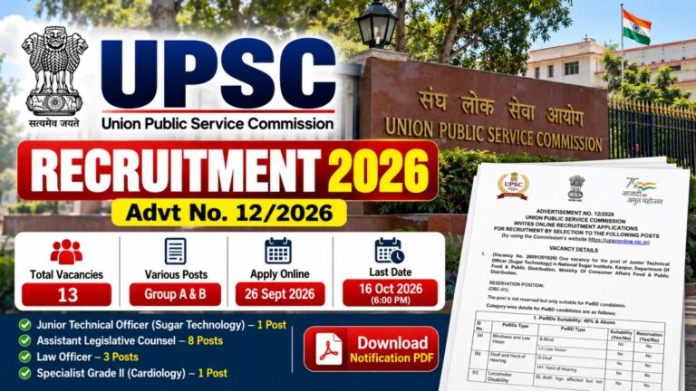 UPSC Recruitment 2026 13 Vacancies