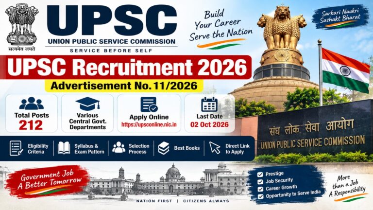 UPSC Notification 2026 212 vacancies apply online and official notification