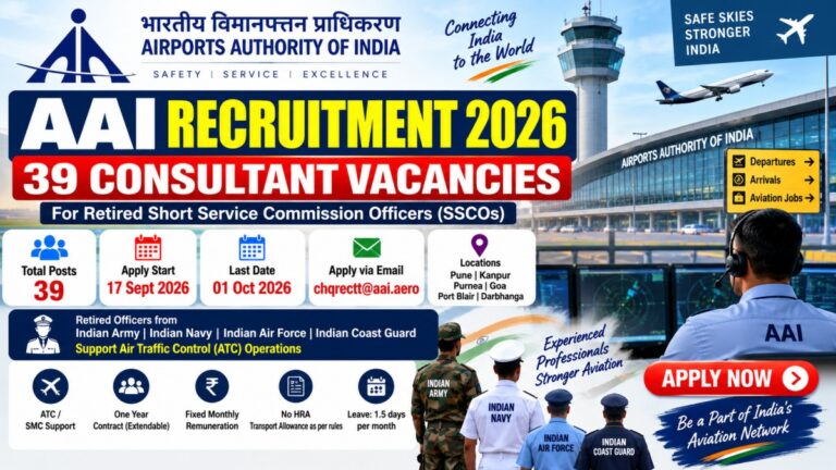 AAI Consultant Recruitment 2026 39 vacancies for retired SSCOs