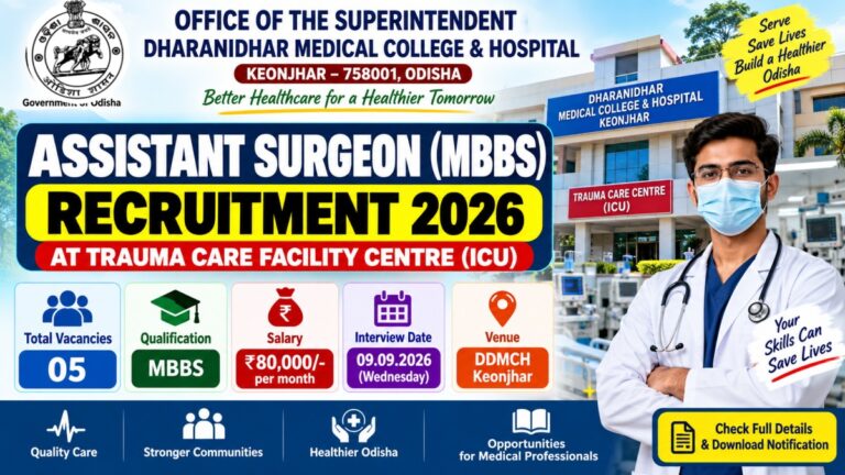Assistant Surgeon Recruitment 2026 – 5 Vacancies at DDMCH Keonjhar