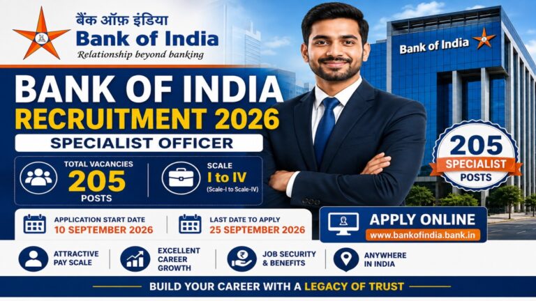 Bank of India Recruitment 2026 Specialist Officer 205 posts