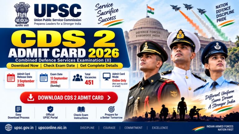 CDS 2 Admit Card 2026 UPSC hall ticket