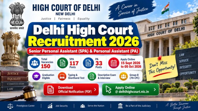 Delhi High Court Recruitment 2026 Senior Personal Assistant and Personal Assistant