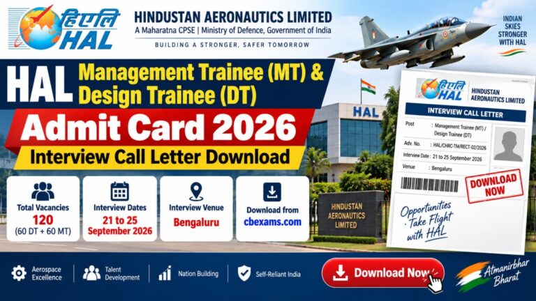 HAL Management Trainee Design Trainee Admit Card 2026