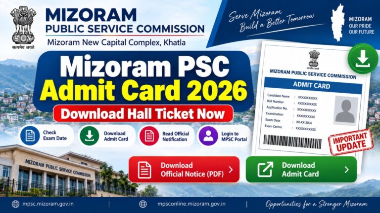 Mizoram PSC Admit Card 2026 download