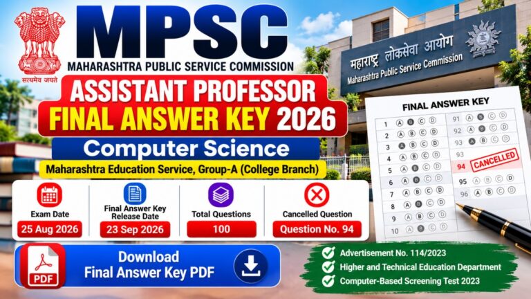 MPSC Assistant Professor Final Answer Key 2026