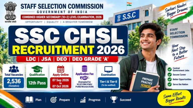 SSC CHSL Recruitment 2026 – 2536 Tentative Vacancies