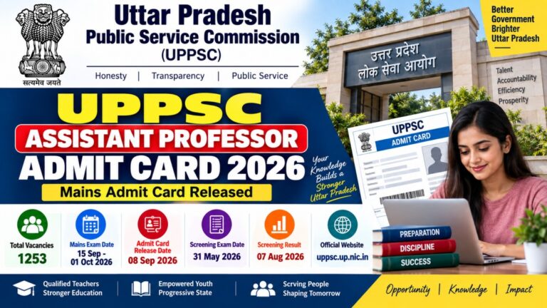 UPPSC Assistant Professor Admit Card 2026 – Mains Admit Card Released