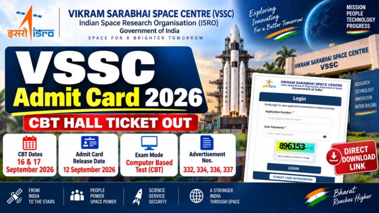 VSSC Admit Card 2026 CBT hall ticket download for September exam