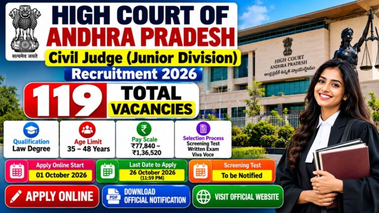 Andhra Pradesh Civil Judge Recruitment 2026 for 119 vacancies