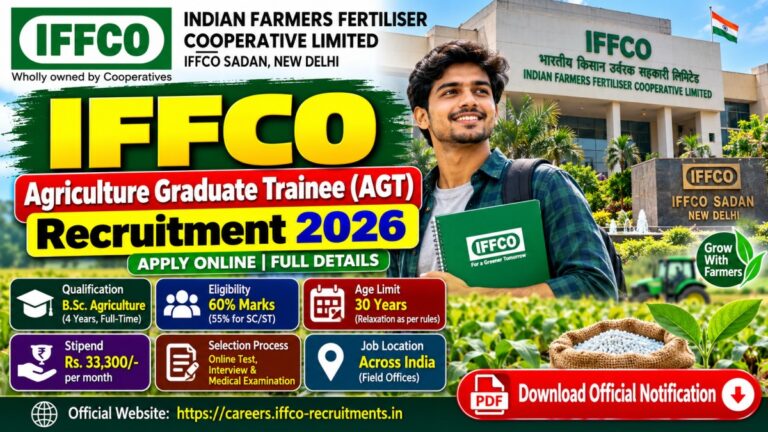 IFFCO Agriculture Graduate Trainee Recruitment 2026