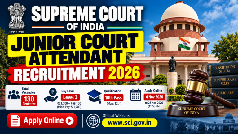 Supreme Court Junior Court Attendant Recruitment 2026