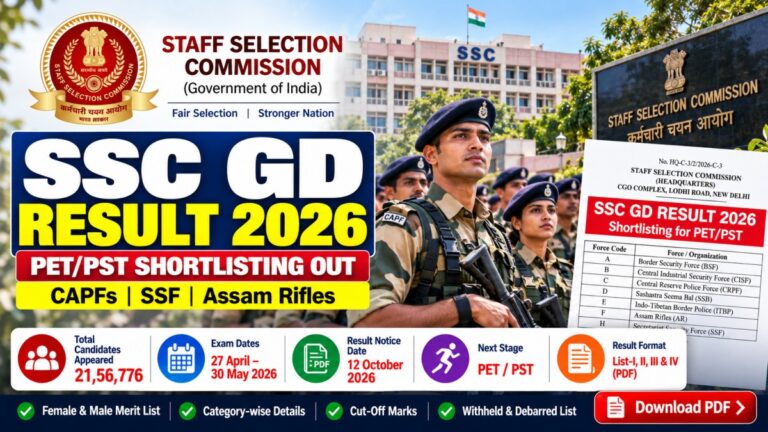 SSC GD Result 2026 PET PST shortlisting notice