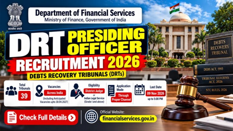 DRT Presiding Officer Recruitment 2026 notification for eligible judicial officers