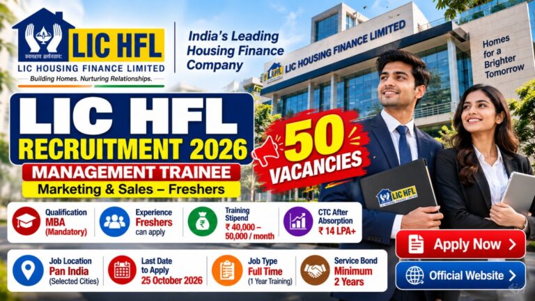 LIC HFL Management Trainee Recruitment 2026 for 50 Marketing and Sales vacancies